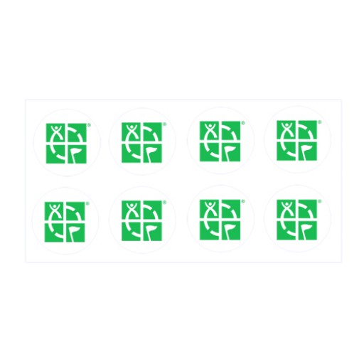 8 Pack: 1" Round Geocaching Logo Mini Sticker - White/Green